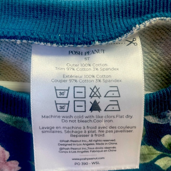 Posh Peanut 5T dark blue flowered sweatshirt. Gently worn. - Picture 3 of 4